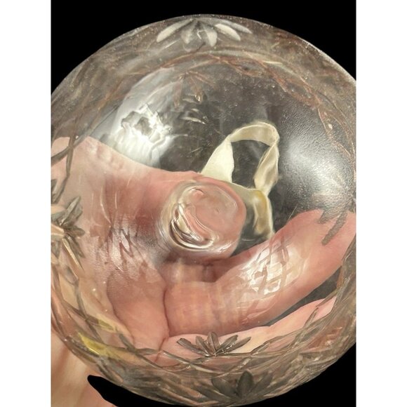 Blown Clear Cut Glass Christmas Ornament Ball 4" Holiday Decor Vintage - Picture 6 of 7